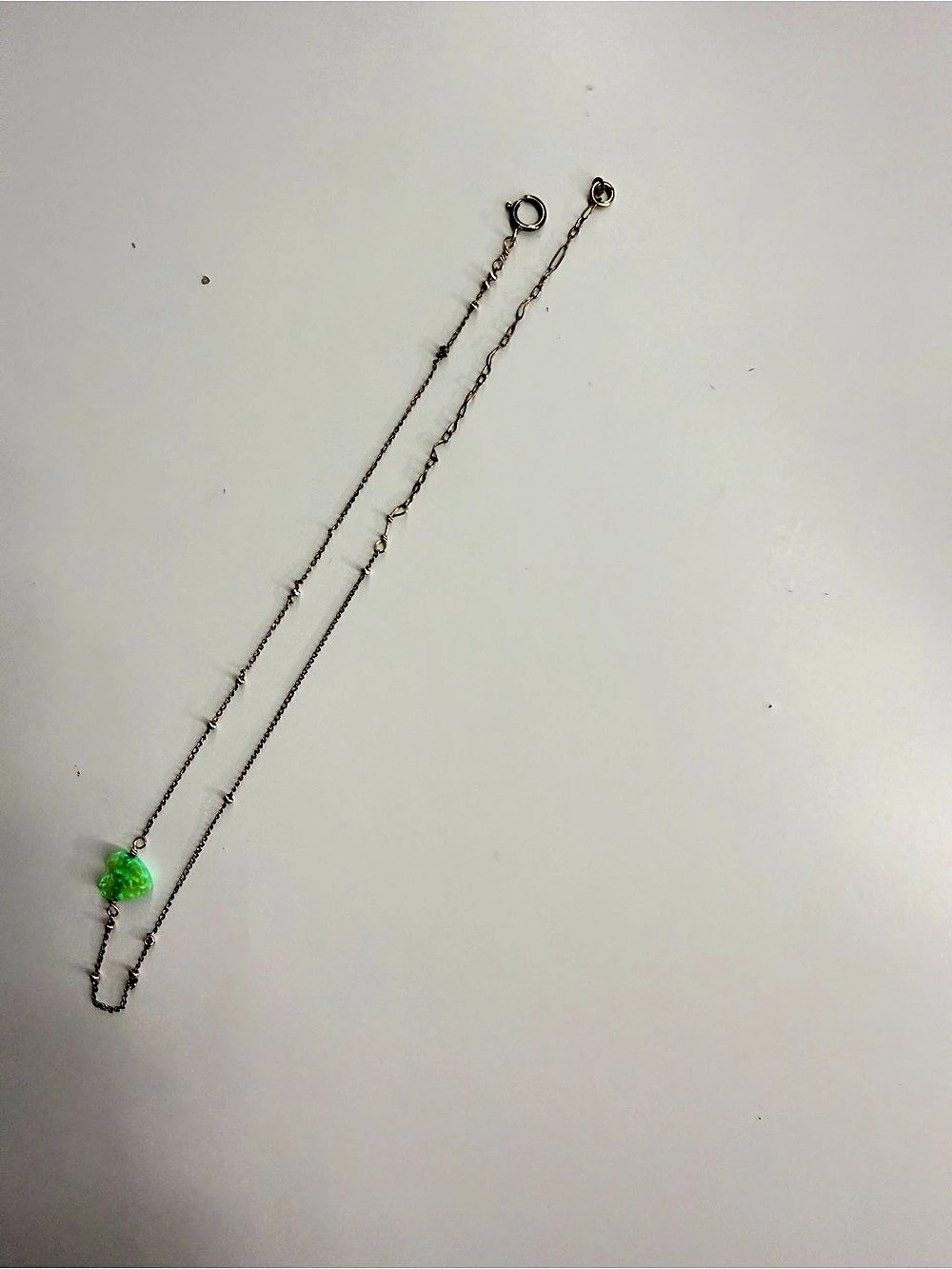 Solid 14k gold Green Pendant Chain Necklace Like New